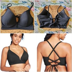 Shade & Shore Women's Lightly Lined v-Wire Ribbed Bikini top